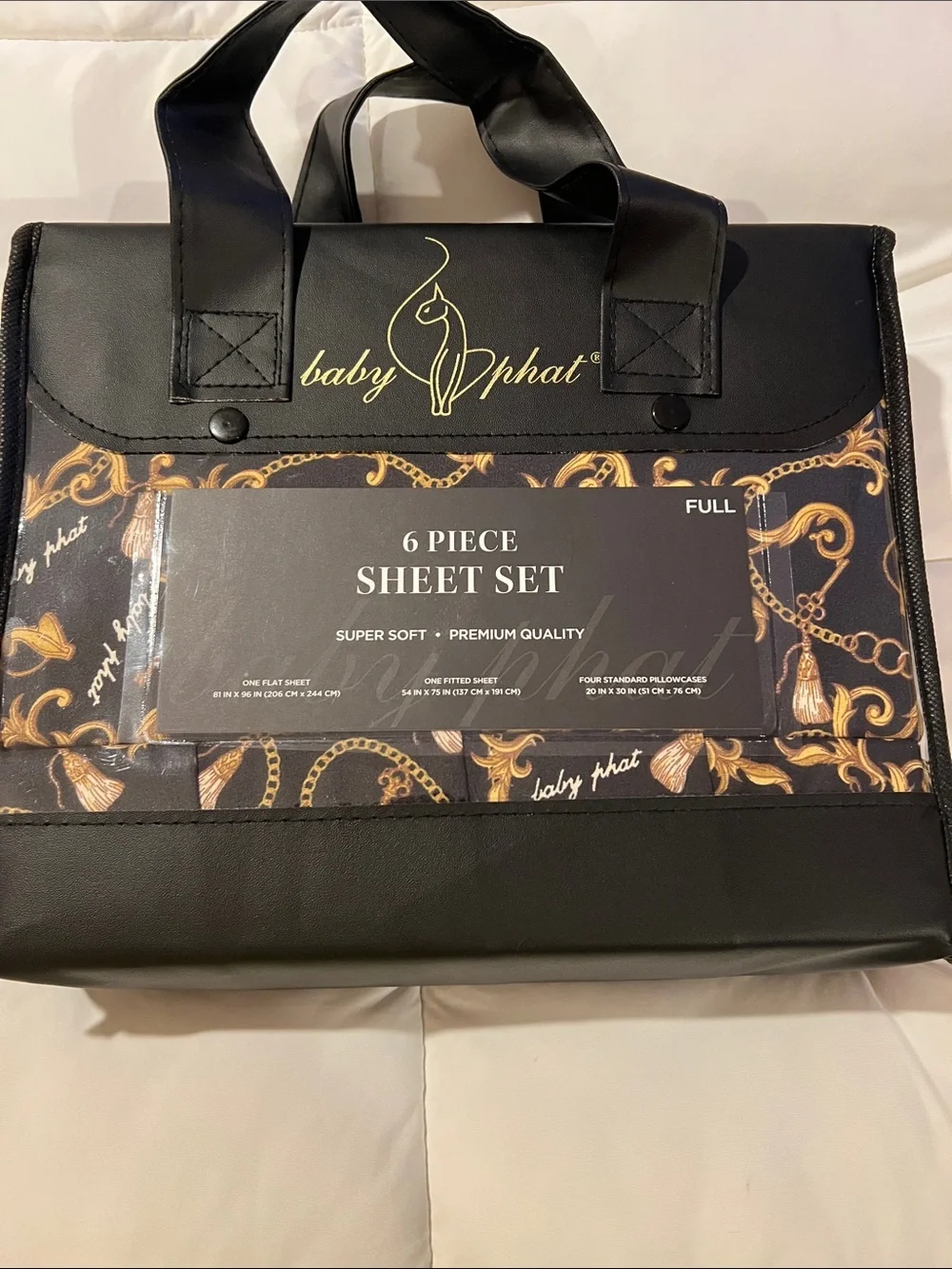 Baby Phat Black and Gold full 6-piece sheet set